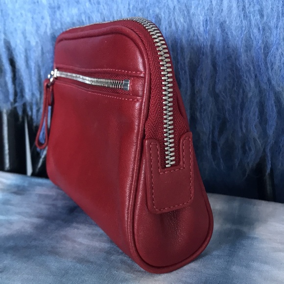 Coach Wristlet Wallet Clutch Cranberry Red Soft Leather, Awesome Condition - Picture 2 of 13